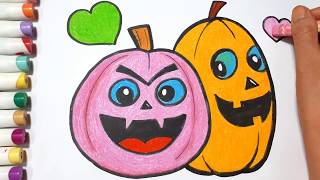 Coloring Pumpkin Fun For Halloween || Draw For Kids