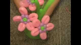 Горшочек с цветами из шаров. Flowers in a pot of balloons
