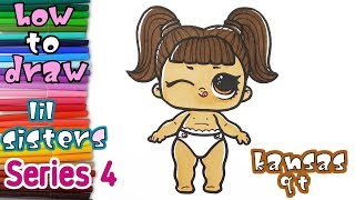 LOL Surprise Series 4 lil Sisters Kansas Q.T. - How to Draw Lil Kansas QT - coloring pages
