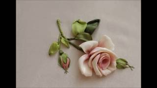 Как вышить бутонную розу за восемь стежков How to embroider a rose  如何绣玫瑰布敦 Бутонная роза лентами
