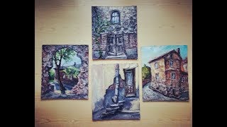 2 часть.Пишем маслом 4 объемных картины с помощью структурной пасты.Художник Круглова Людмила