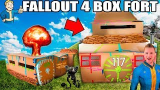 TWO STORY FALLOUT 4 BOX FORT VAULT!!? ☢️ 24 Hour Challenge: NERF, Electricity & More!