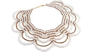 Tutorial: beaded collar necklace with pearls / Колье из бисера и бусин (мастер-класс)