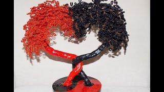 Дерево Инь Ян из бисера. Мастер класс. Yin and Yang bead.