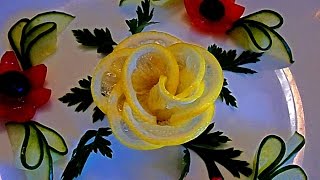 HOW TO MAKE TOMATO FLOWER AND CUCUMBER GARNISH & VEGETABLE CARVING & CUTTING GARNISH - FRUIT ART