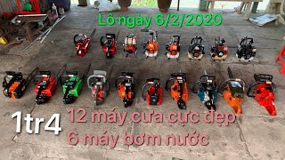 [ Cưa & Bơm nước] 6/2/2020 Lô 12 máy cưa xích đẹp tới từng con ốc ,6 máy bơm nước nhỏ gọn cột áp 35m