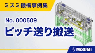 ピッチ送り搬送【リフト＆キャリー/ストック/調整/段取り/直動機構/直動による揺動機構/回転による直動機構/シリンダ/リンク/リニアガイド/ねじ駆動/歯車/ローラ/ハンドル】