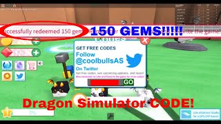 Dragon Simulator CODE - ROBLOX (150 GEMS)