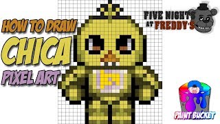 How to Draw Five Nights At Freddy's Chica - FNAF Pixel Art Animation