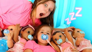Ruby helps Babies! Kids Pretend Play with Baby Dolls feeding and morning routine video