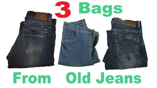 3 Easy and Beautiful Jeans Hand Bag with Hand Embroidery | Old Cloth Reuse Ideas