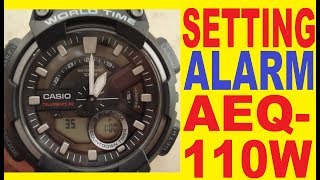 Setting Casio AEQ-110W Alarm mode manual