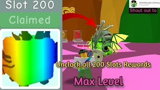 Unlocked All 200 Slot Rainbow Rewards! Got Rainbow overlord Max Level- Bubble gum simulator