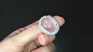 Серебряный перстень с крупным розовым кварцем