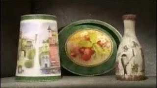 Декупаж. Декорируем абажур, поднос и бутылку используя рисовую бумагу. Мастер класс. Наташа Фохтина