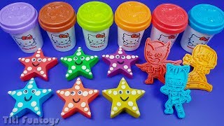 6 Cute Starfish Play Doh Play with PJ Mask Molds | PJ Masks Surprise Eggs
