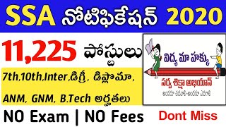 AP SSA Notification 2020 | SSA Recruitment 2020 |SSA jobs in AP 2020 | Latest Jobs 2020 in Telugu AP