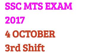 SSC MTS EXAM 2017 4th OCTOBER 3rd SHIFT ASKED GK+ ENGLISH QUESTIONS WITH SOLUTION
