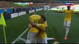 БРАЗИЛИЯ -ЧИЛИ ПЕРВЫЙ ГОЛ 1-0 Забил ДАВИД ЛУИС Neymar + David Luiz