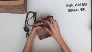 Сумка из 100%  валяной овечьей шерсти и натуральной монгольской кожи ручной работы