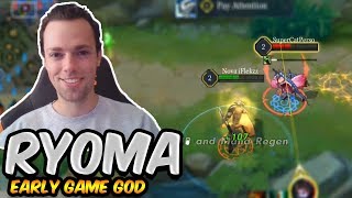 RYOMA EARLY GAME GODLY | DESTROYING LANE 1V2!? | ARENA OF VALOR