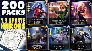 Injustice 2 Mobile 1.3 200 HERO PACK OPENING. Got all new characters, even LEGENDARY ARKHAM BATMAN.