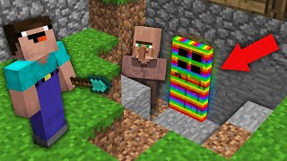 Minecraft NOOB vs PRO: WHY VILLAGER HIDE STRANGE RAINBOW DOOR UNDER HOUSE? Challenge 100% trolling