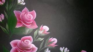 One stroke painting for beginners.One stroke painting techniques. Roses painting.