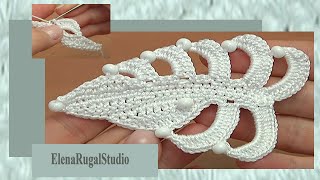 Как связать листик крючком Урок 35 Hoja de ganchillo paso a paso