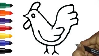 How to draw a Hen Easy  | Easy Hen drawing for Kids