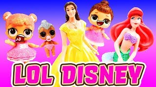 LOL Surprise Glitter Series Dolls Go to Disney World! Starring Fancy, Sugar Queen and Princesses!