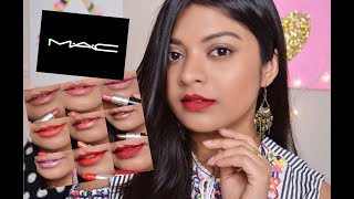 MAC Lipstick Collection 2018 || MAC Lipstick Swatches on Indian Medium Skin tone