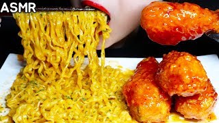 ASMR Carbo fire noodle and seasoned spicy chicken 양념치킨과 까르보 불닭의 첫경험 No talking