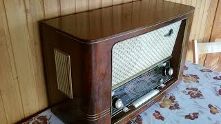 Schaub Lorenz Gold Super 45. Прием на СВ и КВ диапазонах. Антикварная ламповая техника