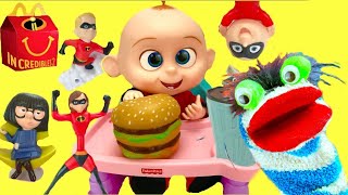 Full Set of The Incredibles 2 Happy Meal Toys with Baby Jack Jack