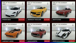 GTA 5 Online - All Unreleased Cars and Prices - The Doomsday Heist
