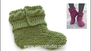 How to knit the slippers in DROPS 163-15