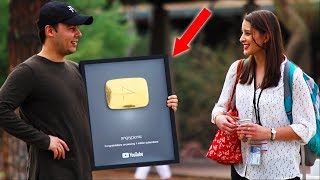 Picking Up Girls with my GOLD PLAY BUTTON!!