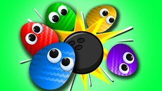 Яйца Сюрприз играют в БОУЛИНГ. Видео про распаковку Сюрпризов с игрушками Барбоскины