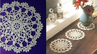 Круглая салфетка крючком (мк).