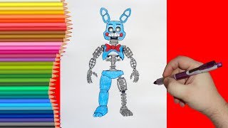 How to draw Ignited Toy Bonnie, FNaF, Как нарисовать Игнайтед Той Бонни, ФНаФ