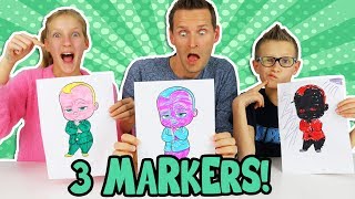 3 MARKER CHALLENGE w/ our DAD!!!