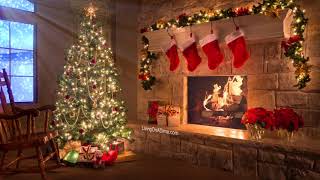 Merry Christmas! Christmas Music Video With Fireplace and Snow Falling!