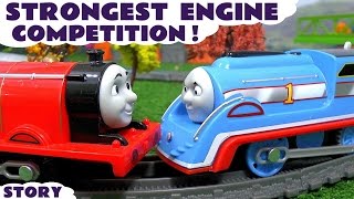 Thomas and Friends Strongest Engine on Great Race Track with Disney Cars Toys McQueen & Peppa Pig