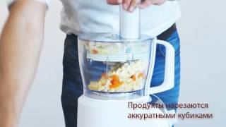 Кухонный процессор SUPRA FPS-7715. Готовим салат оливье, нарезка кубиками.
