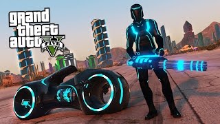 TRON MOD w/ LIGHT SUIT, LIGHT CYCLE & TRON CITY!! (GTA 5 Mods)