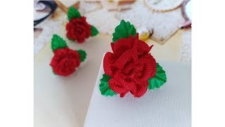Розы (камелия) канзаши из репсовой ленты 4, 2.5, 1.2 см /Roses by rep ribbon /Rosas de la cinta rep