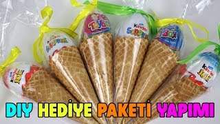 Dondurma Külahından Hediye Paketi Yaptım! Kinder Süpriz Hediye Paketi Nasıl Yapılır? Bidünya Oyuncak