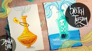 Tiny Gouache Paintings ♦ Magic Potion Bottles