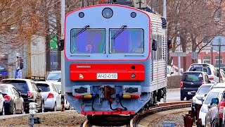 RailWay. Russian Diesel Railcar ACH2 on Vladivostok station / Мотриса АЧ2 на станциии Владивосток